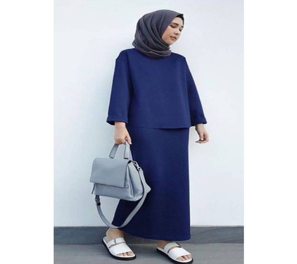 Royal Blue Stretch Jersey Borka For Woman