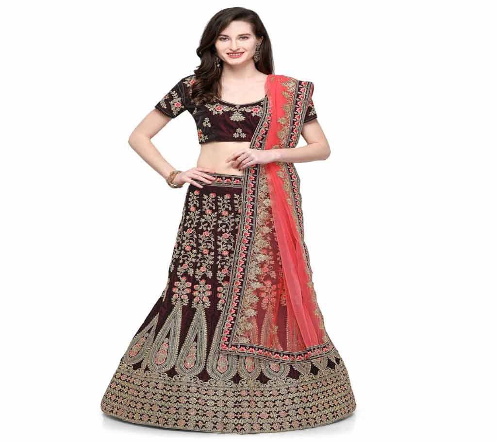 Unstitched Velvet Embroidered Lehenga Choli 2