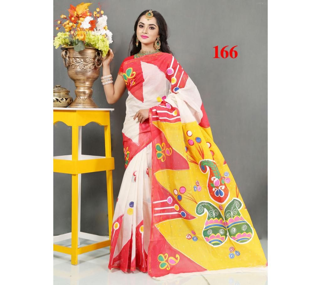 pure Beautiful cottn painted saree