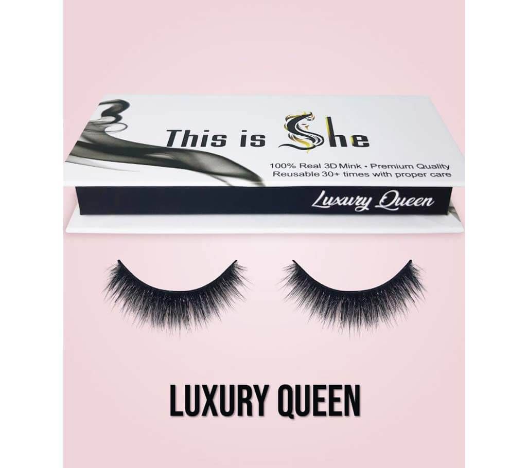 Eyelashes - This is She -- Luxury Queen Real Mink Eye Lashes -Premium Quality Lash made from Korean Silk -1 pair- Canadian Brand