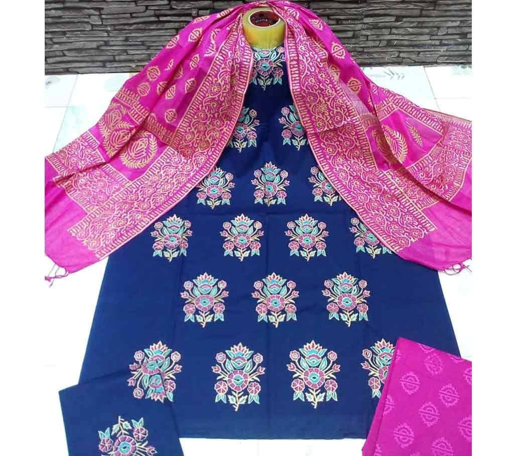 Deshi Cotton Unstitched Screen Printed 3Pcs - C63 - MHG