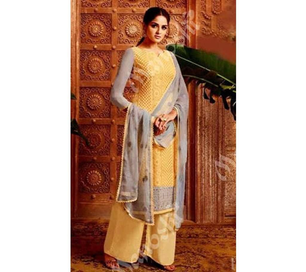 Indian Unstitched Georgette 3Pcs - Yellow