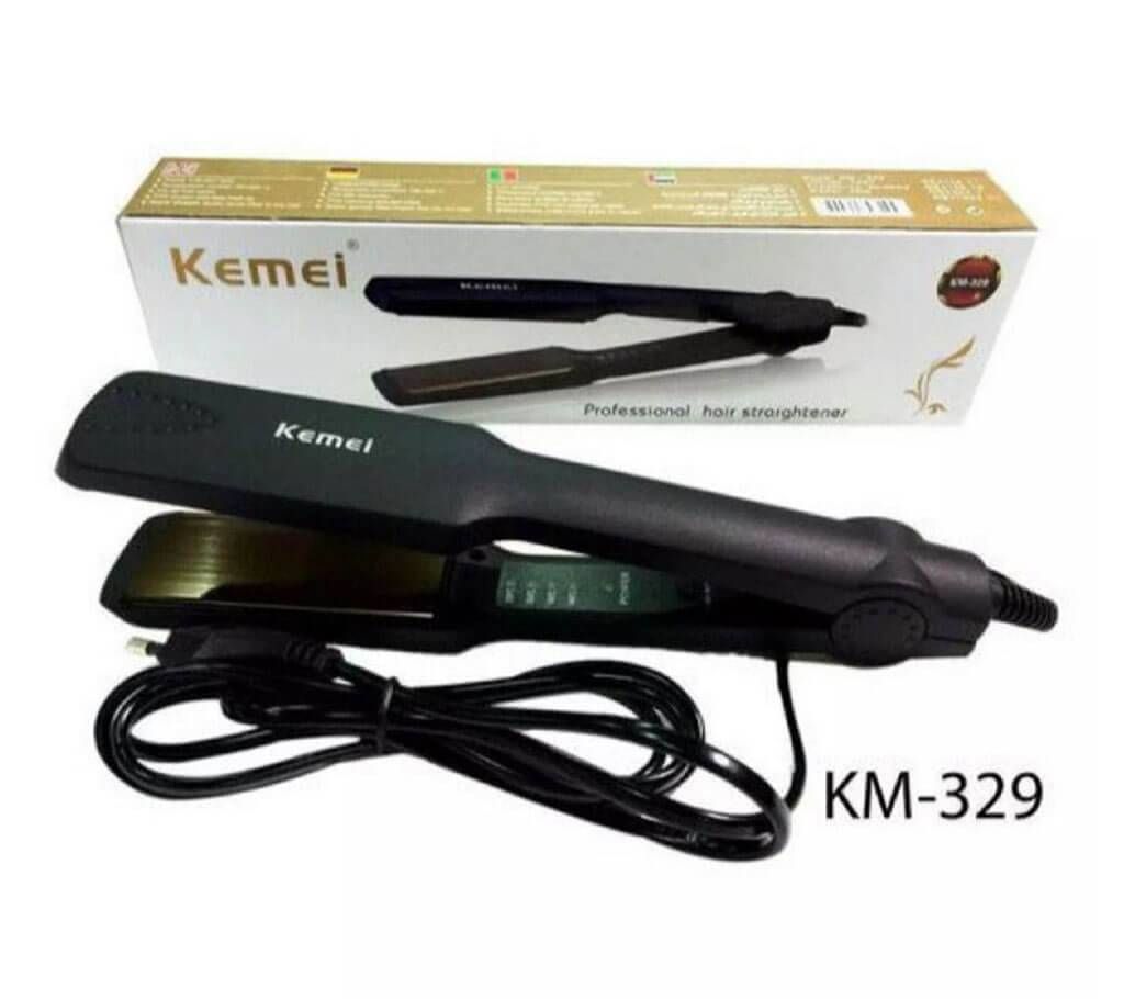 KEMEI KM-329 Electric Ceramic Flat Iron Hair Straightener-Black