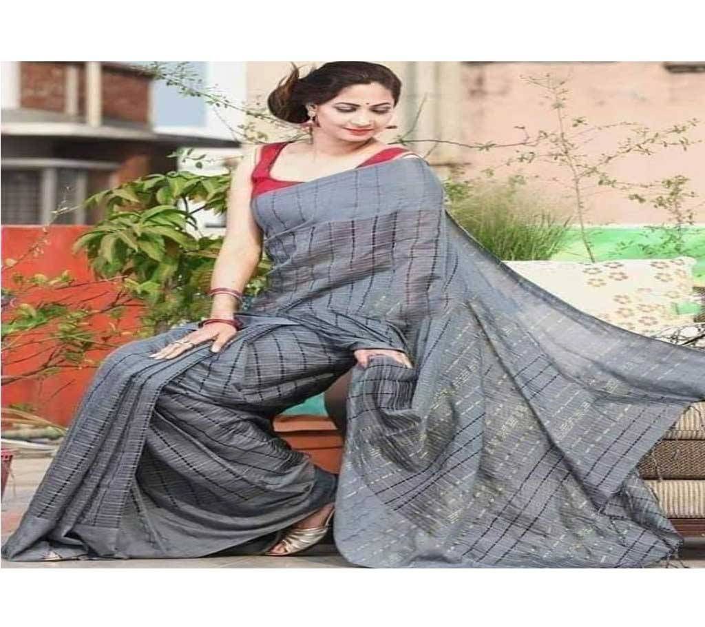 Womens Monipuri Jhum Saree Without Blouse Piece Ash