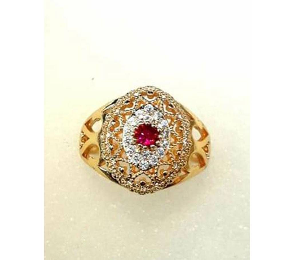 Golden Diamond Cutting Finger Ring For Women