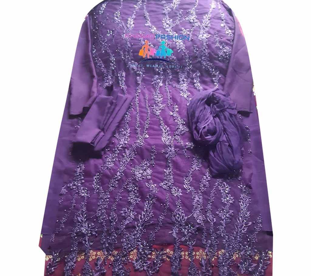 Unstitched Georgette 4Pcs With Embroidery Design 