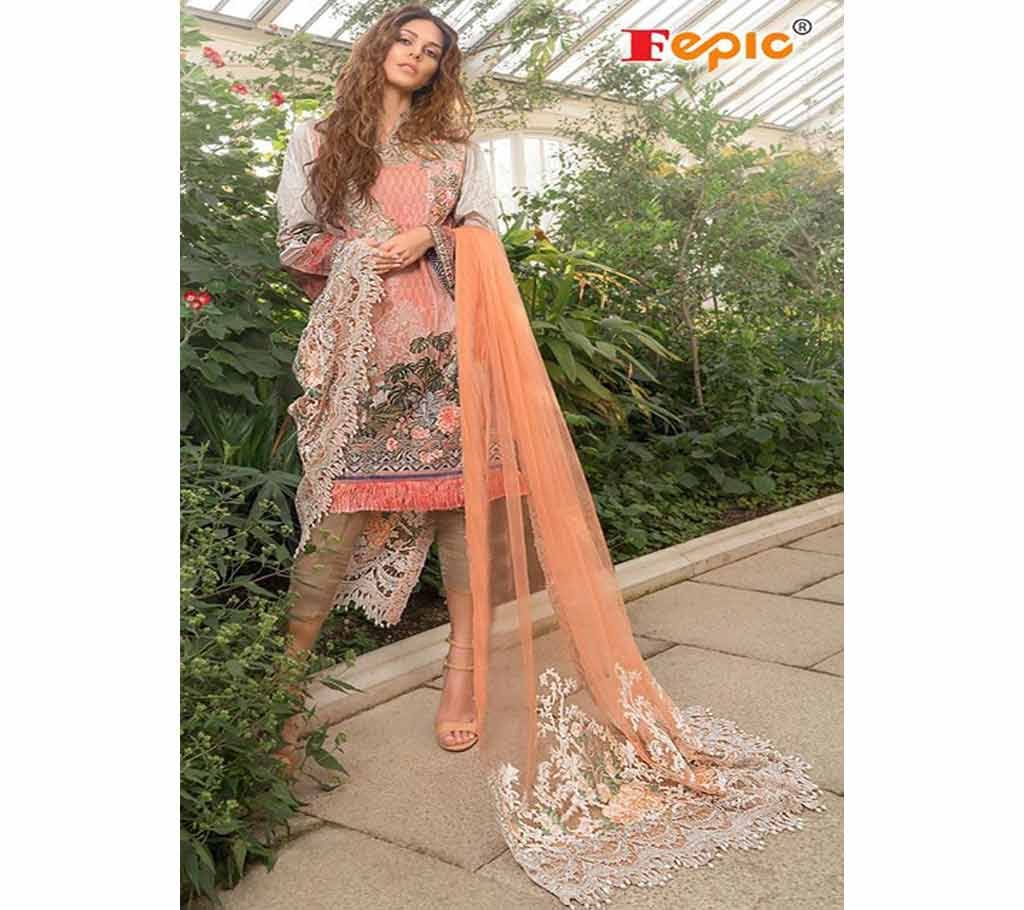 Unsttitched Net Emboidery Three Piece 