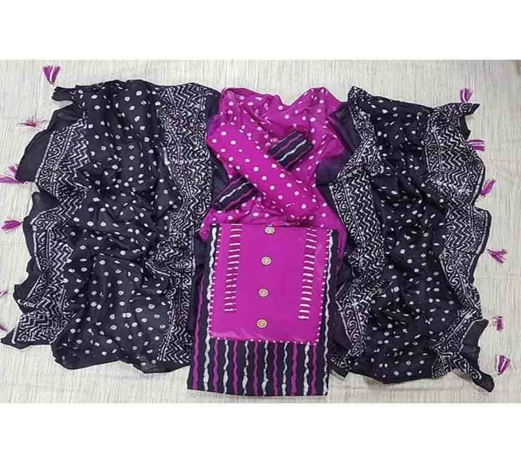 Bexi Voil Leach Vegetable Batik Three Piece For Women-12