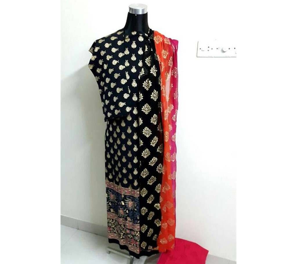 Unstitched Linen Screen Print 3 Pcs