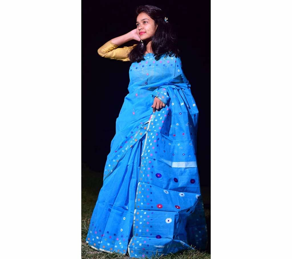Blue pure silk sharee 