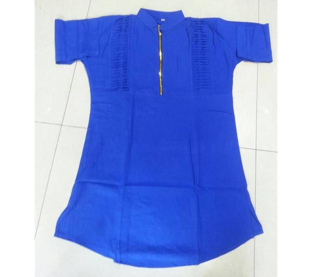 Zipper Linen Kuchi Tops - Blue