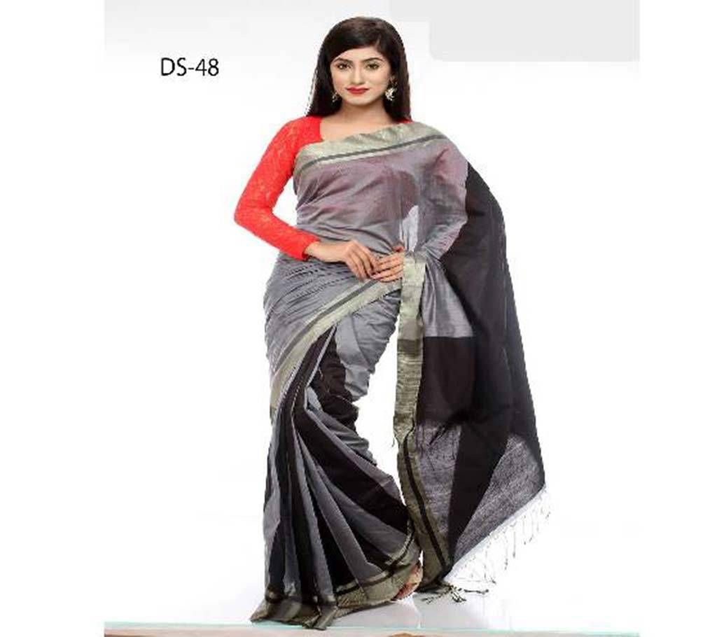 Black & White Pure Silk Sharee
