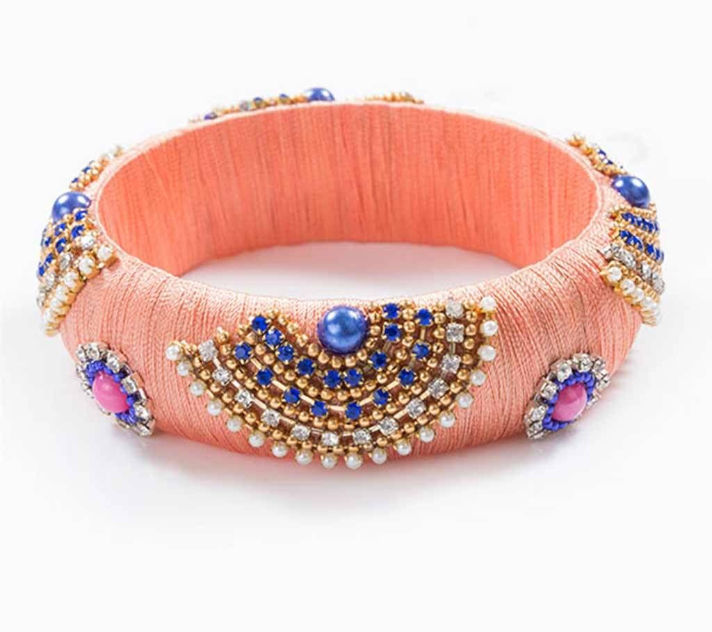 Pink color silk thread single bangle