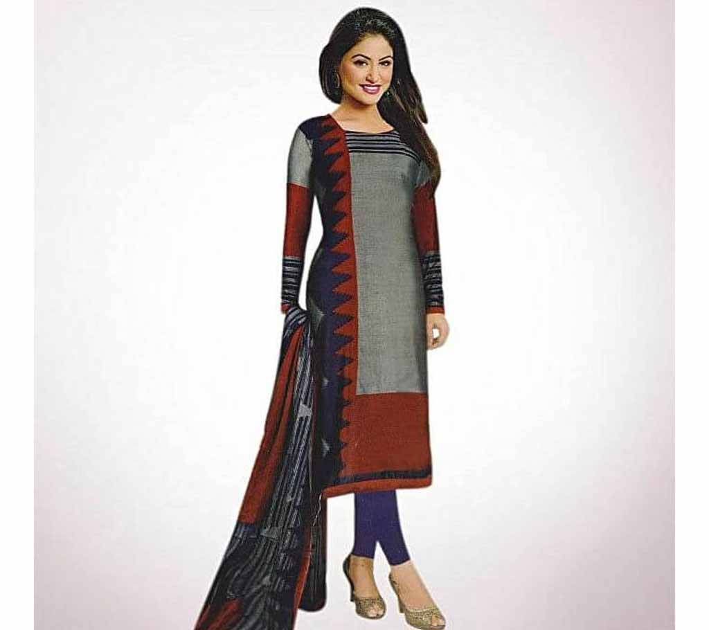 Unstitched Slate Gray Cotton 3 Piece - Copy
