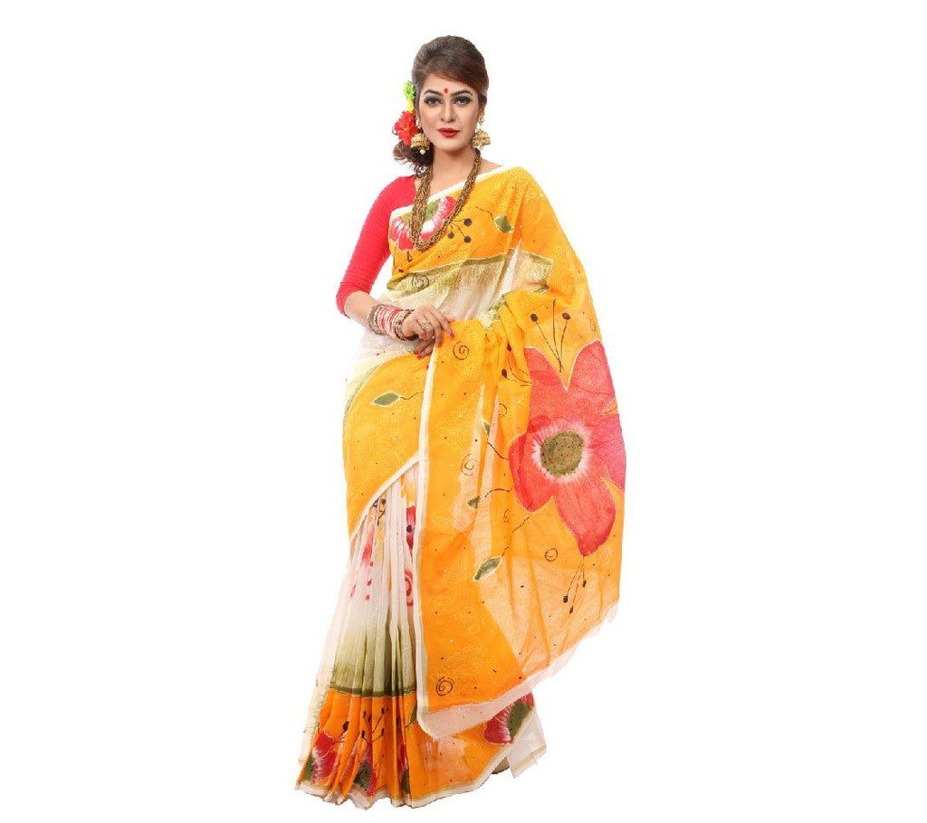 Colorful boishakhi hand skin printed sharee 