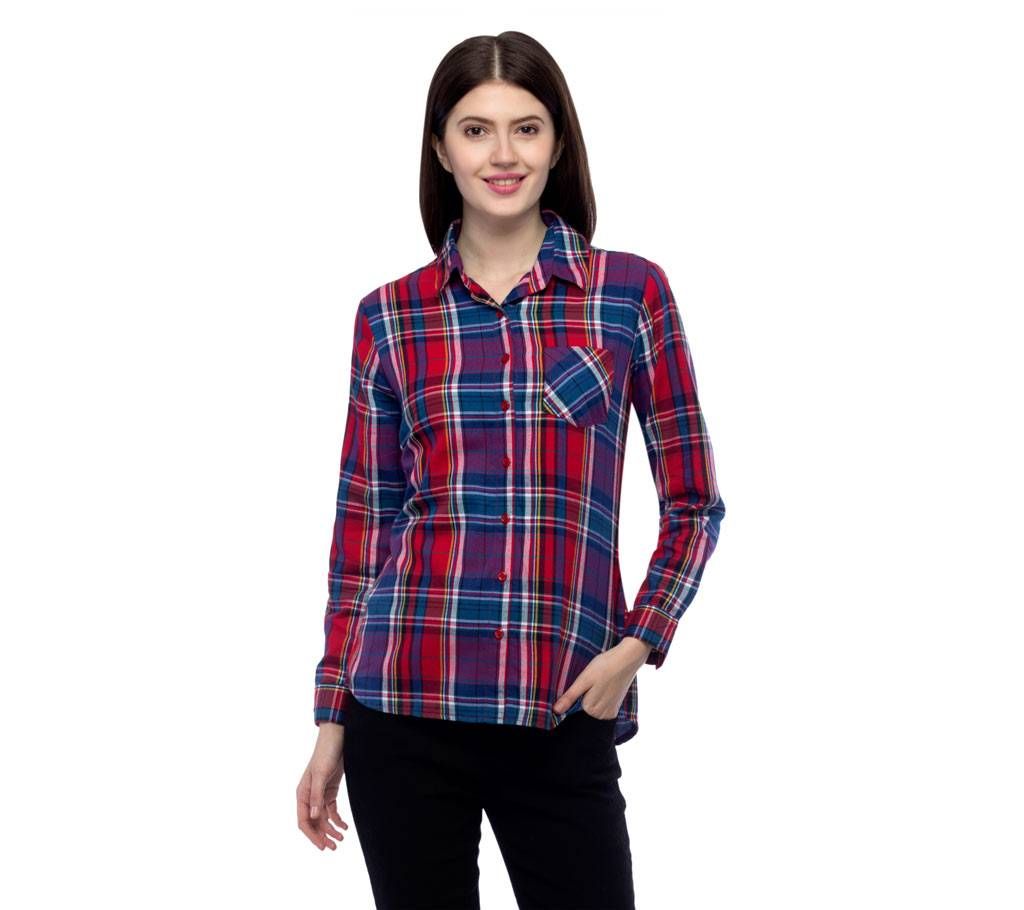 One Femme Women's Cotton Plaid Full- Sleeve Shirt (by One Femme - OFTPF019MCTT005T) - XX-Large