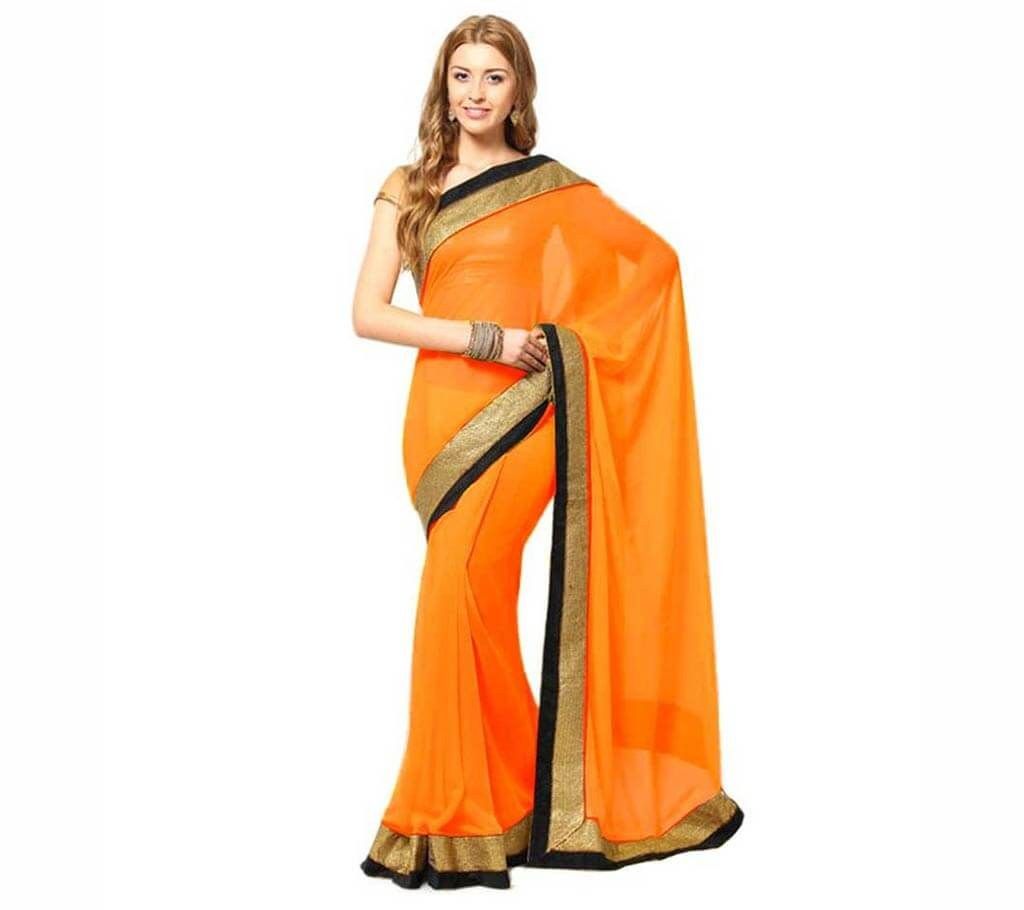 Indian Orange Soft Georgette Saree