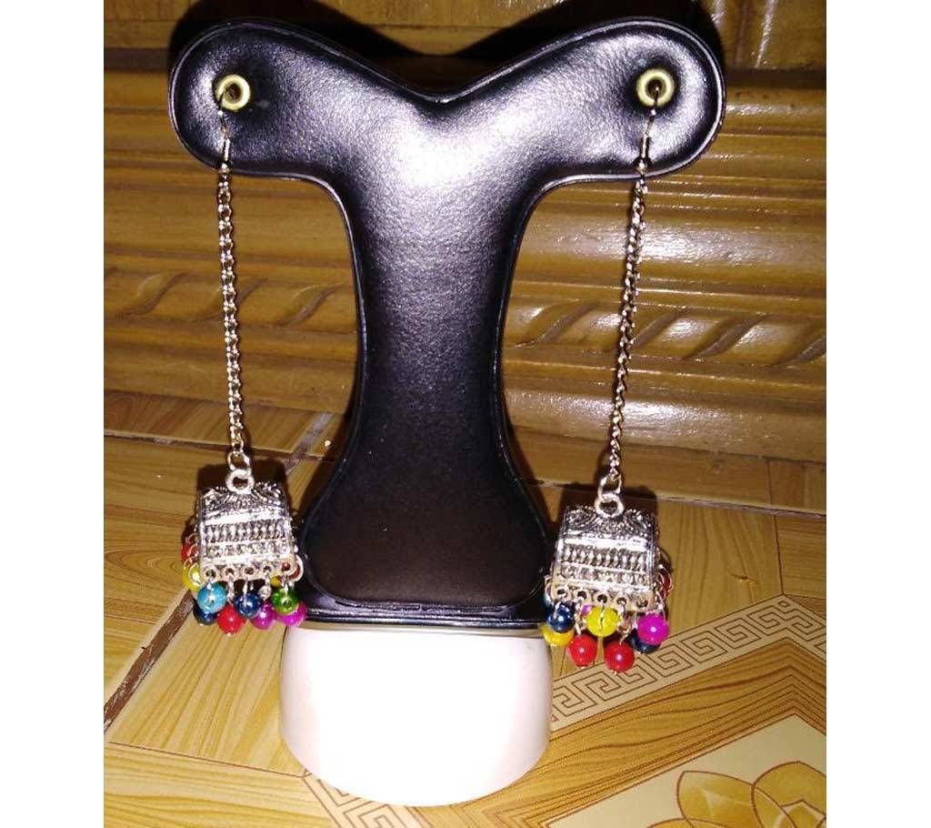 German silver multi color pearl earring 