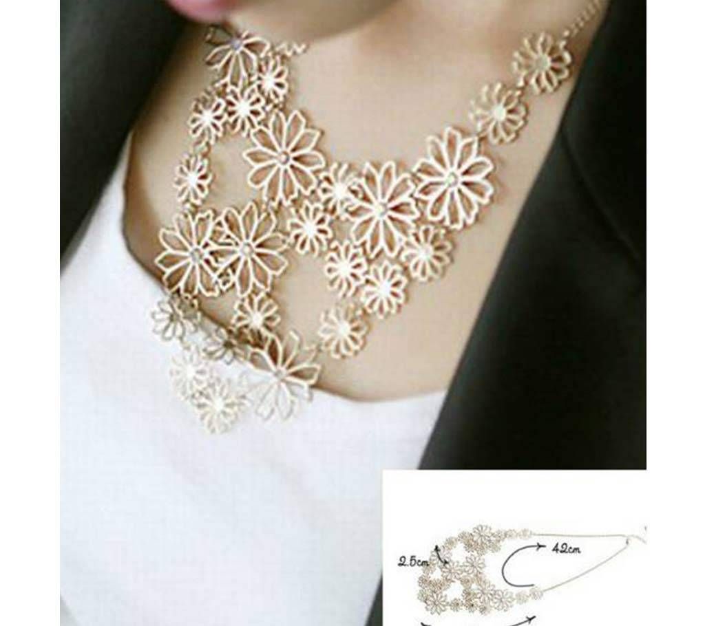 Women Fashion Chain Jewelry Flower Bib Choker Pendant Statement Necklace