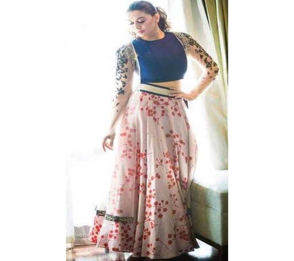 Semi Stitched Indian Velvet With Embroidery Lehenga - Copy