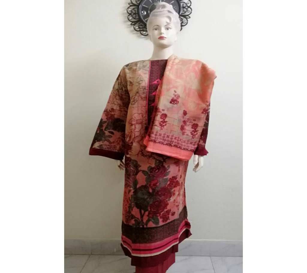 Unstitched Cotton Three Piece c