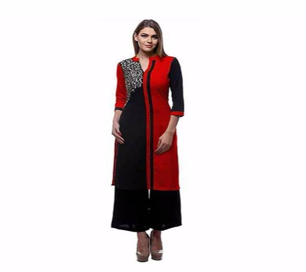 Red and Black Cotton Unstitched Salwar Kameez for Women (Copy)