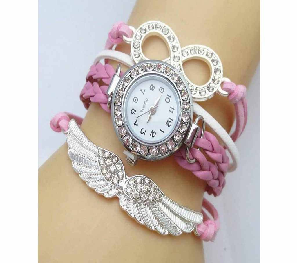 BIRD BRACELET ANALOG WATCH FOR WOMEN-PINKISH