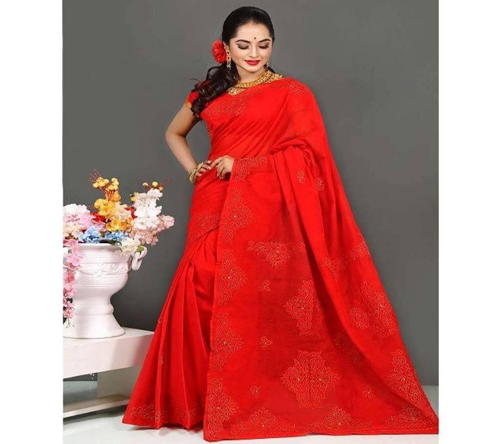 Boishakhi Pure Muslin Silk with Hand Embroidery and Cut Work Applique