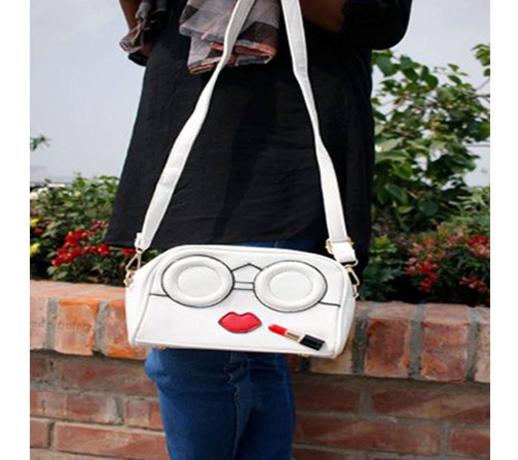 White with Red Lip Design Ladies Side Bag 3 - A98