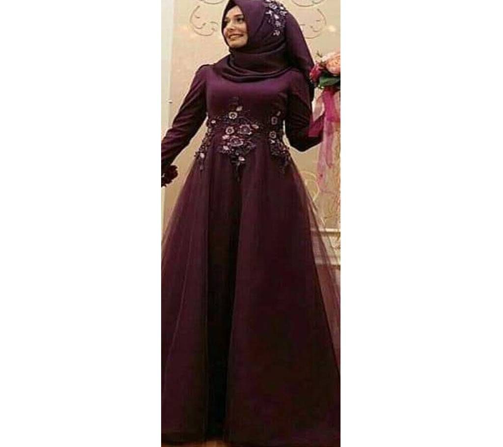 Dark maroon Net Borka For Women