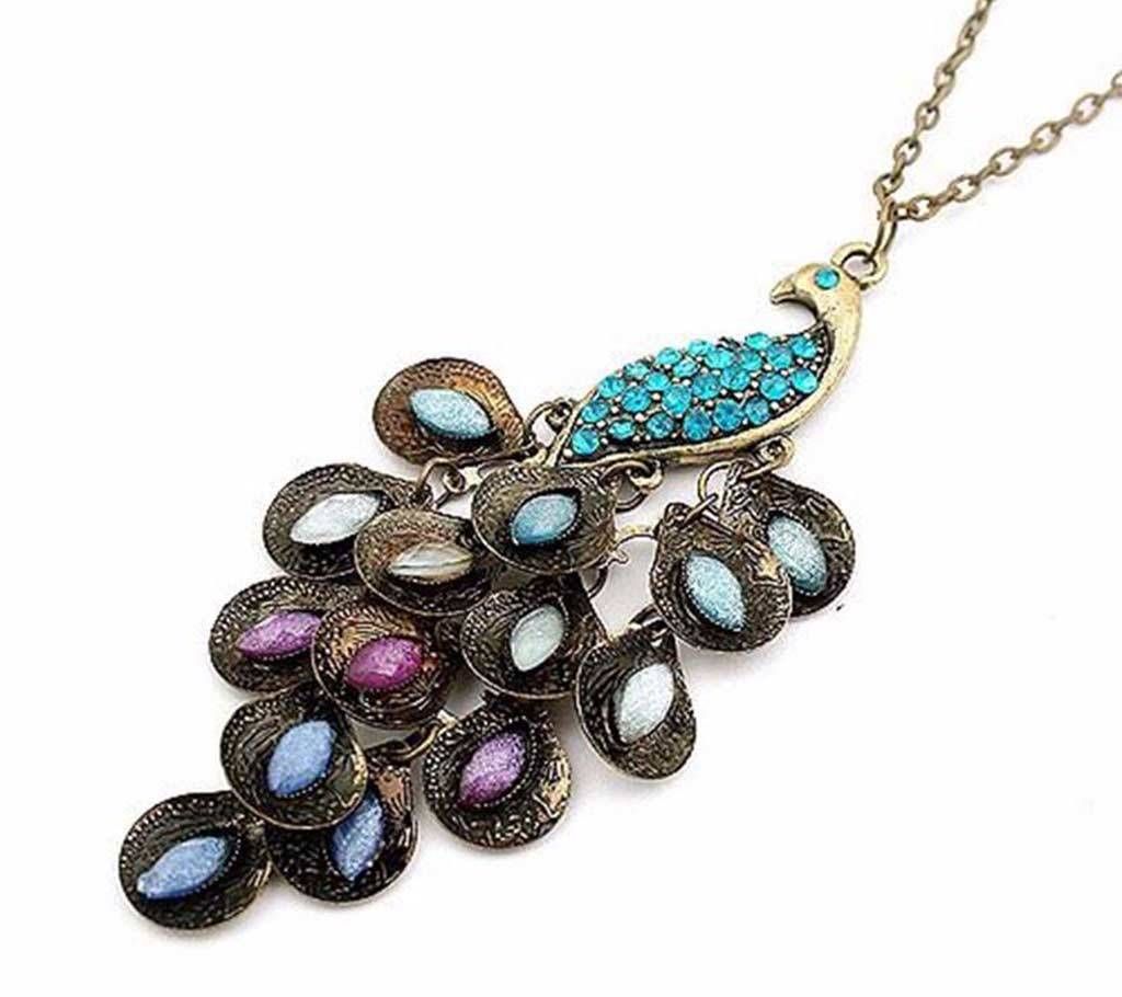Blue Gem Peacock Pendant