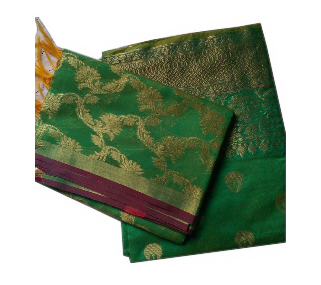 Unstitched Indian Half Silk Catan Two-Piece