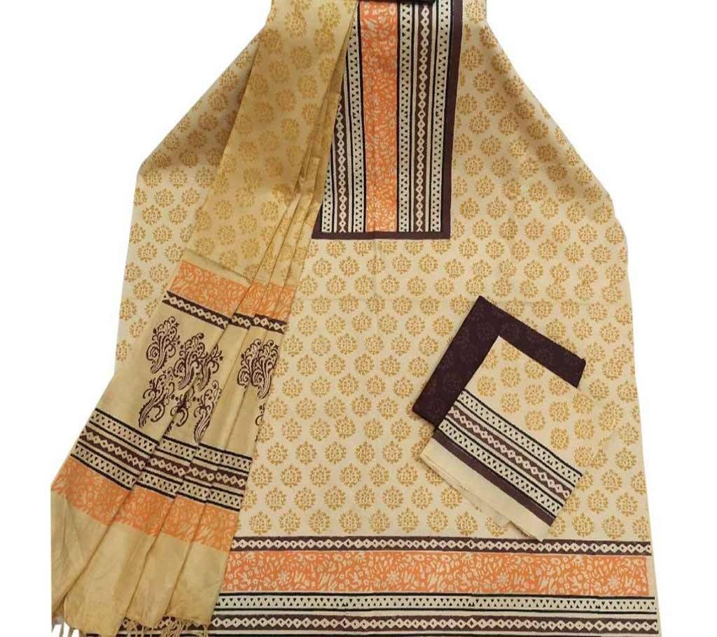 Unstitched Block Printed Cotton Salwar kameez fs-4