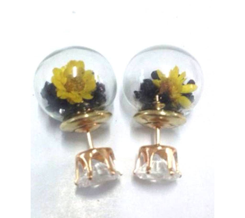 Glass SunFlowers Crystal Stud Earring for Women