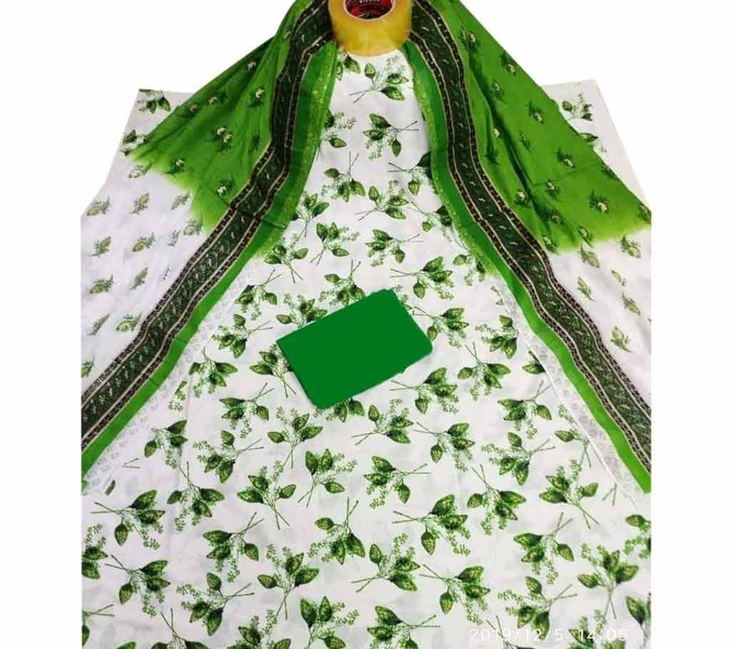 Latest white and green Skin Printed 3 piece Salwar Kameez for Women