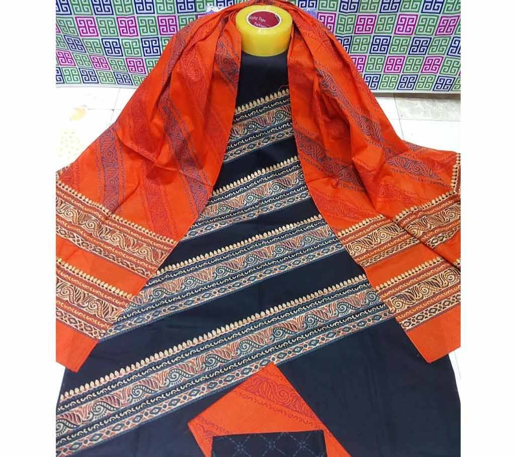 Deshi Cotton Unstitched Screen Printed 3Pcs - C89 - MHG