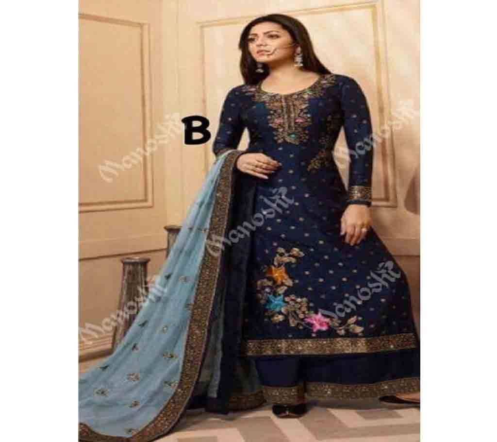 Indian Unstitched Georgette 3Pcs For Women Dark Blue