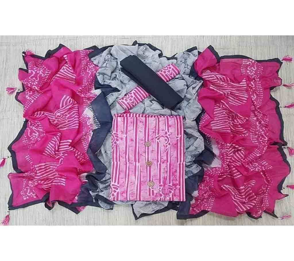 Bexi Voil Leach Vegetable Batik Three Piece For Women-13