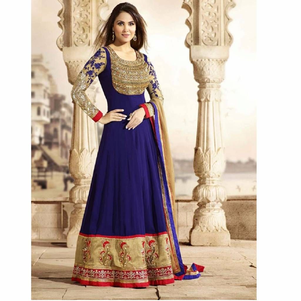 Unstitched georgette anarkoli suit