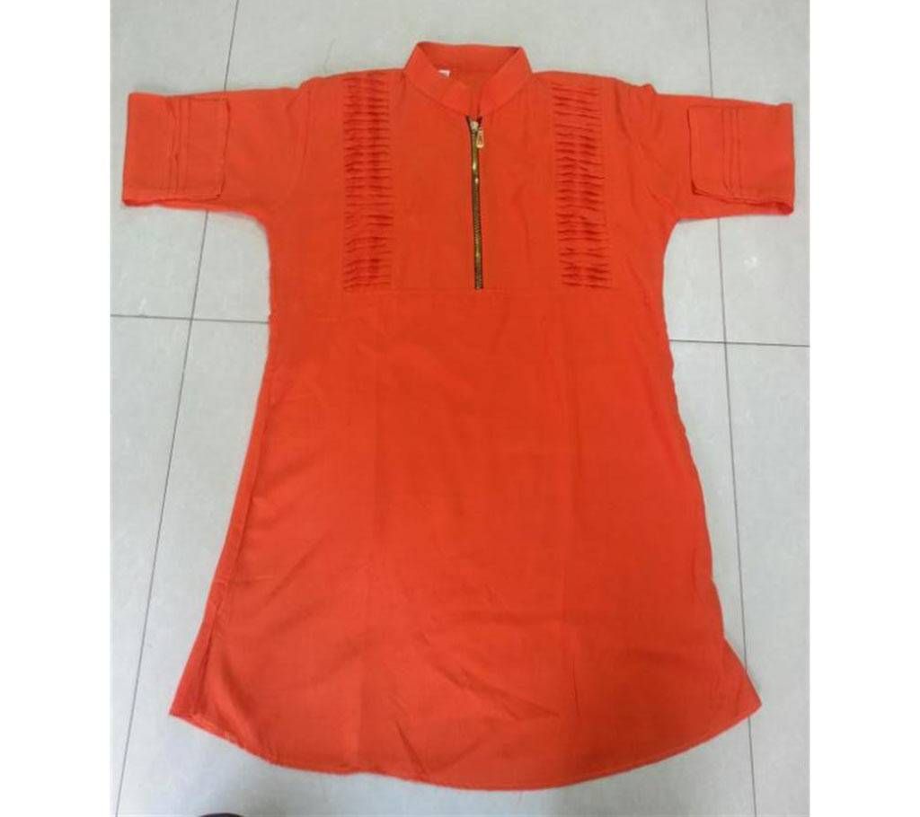 Zipper Linen Kuchi Tops - Orange 