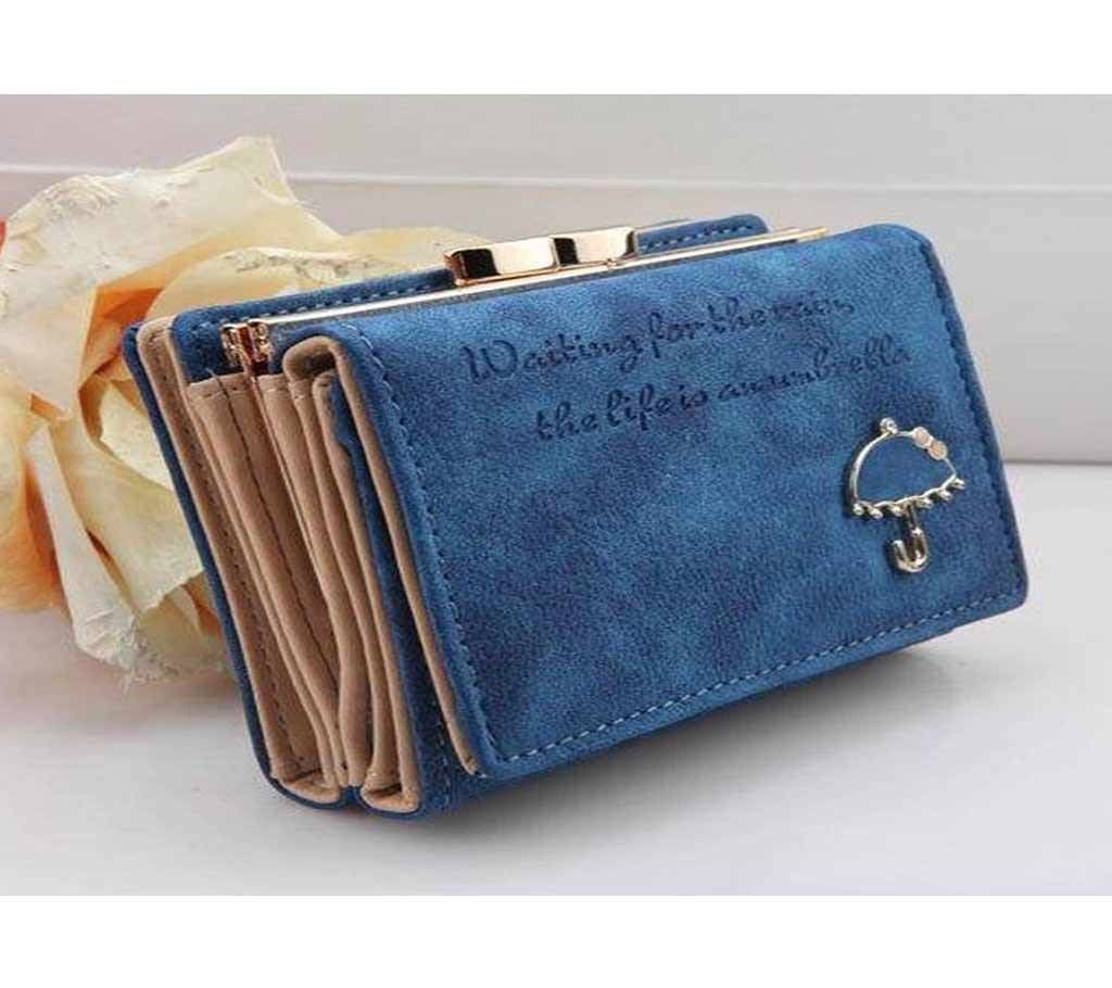 Logo PU leather 3 parts wallet and card holder (Dark Blue)