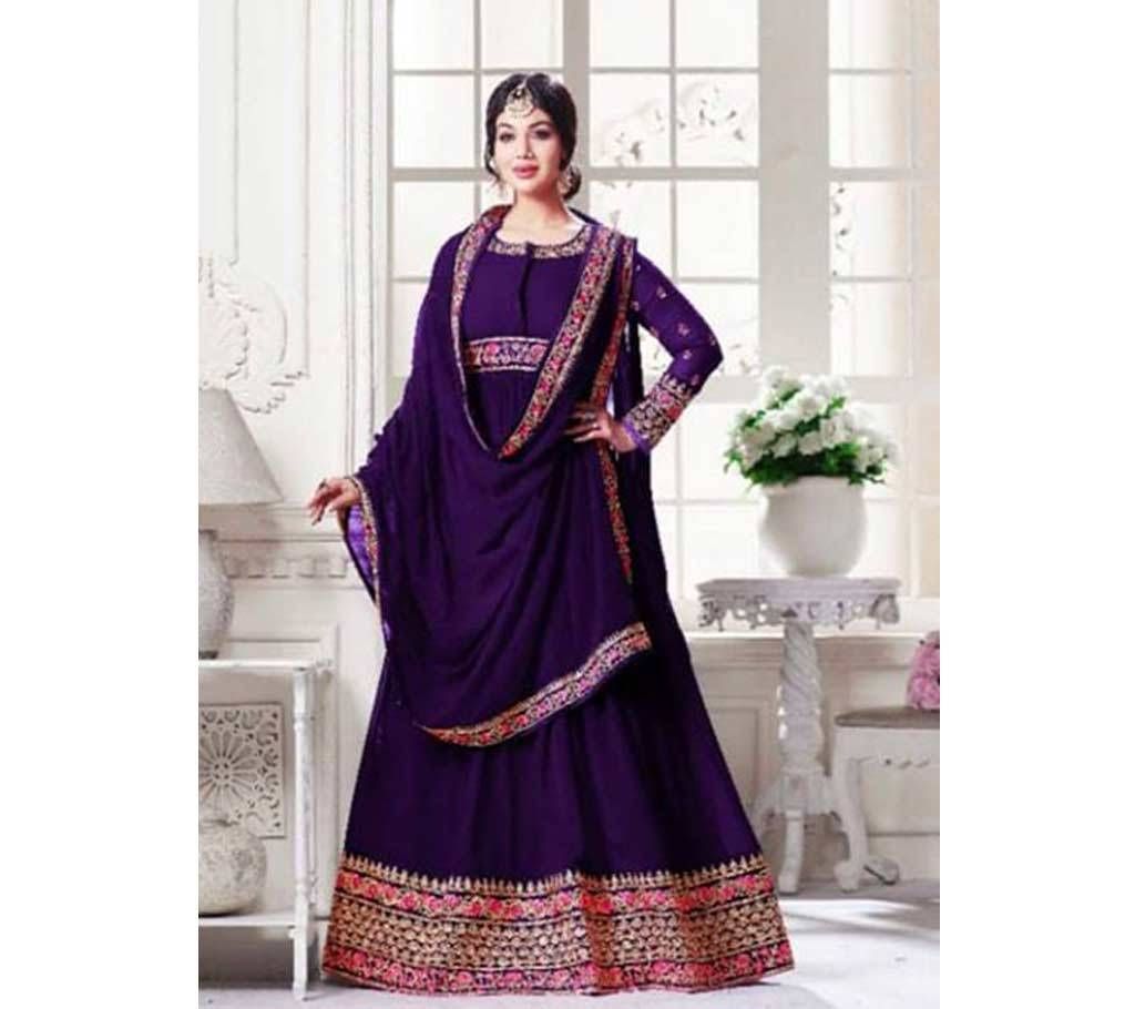 Purple un-stitched georgette with embroidery salwar suit