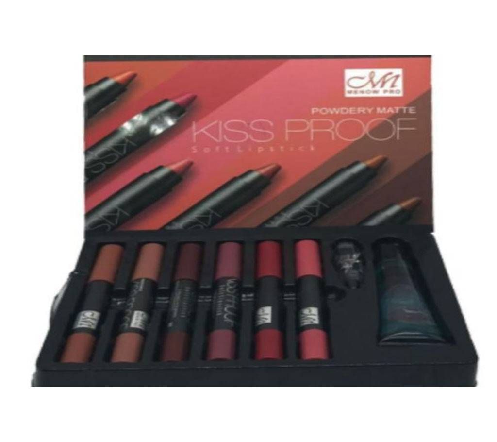 MENOW Brand 6 picecs kiss proof lipsticks set -USA 141 gm