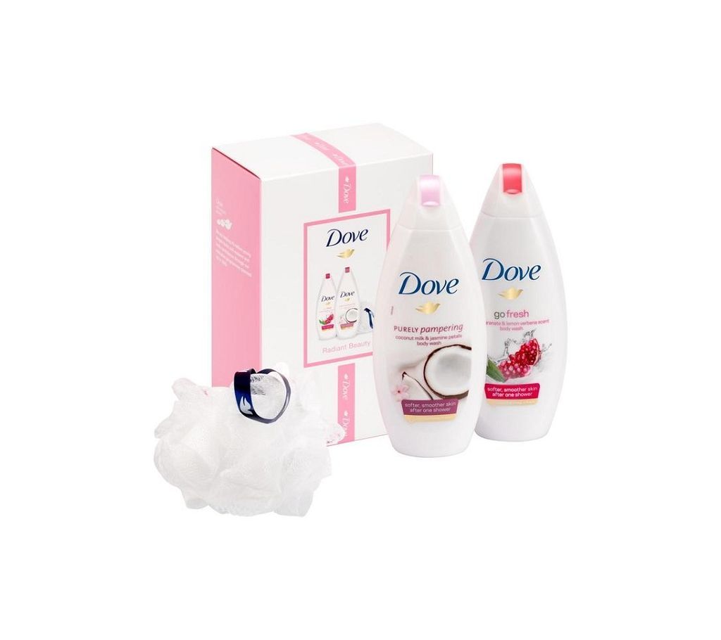 Dove Body Wash/Shower Gel with Luxury Shower Puff (UK)