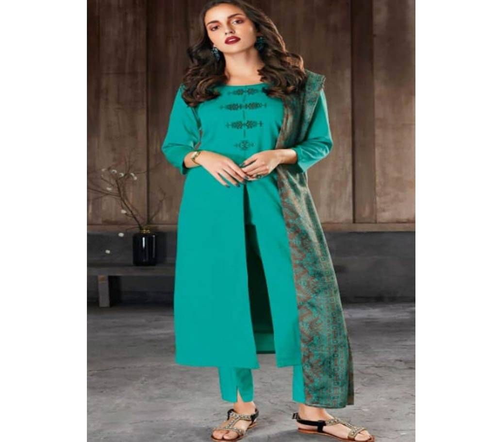 Reyna Traditional Yours Unstitched Embroidery Cotton Three Piece