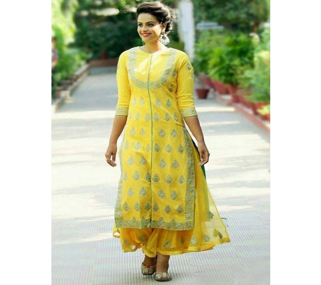 Stuning Yellow Banglori Silk Sharara kurti with Palazzo 