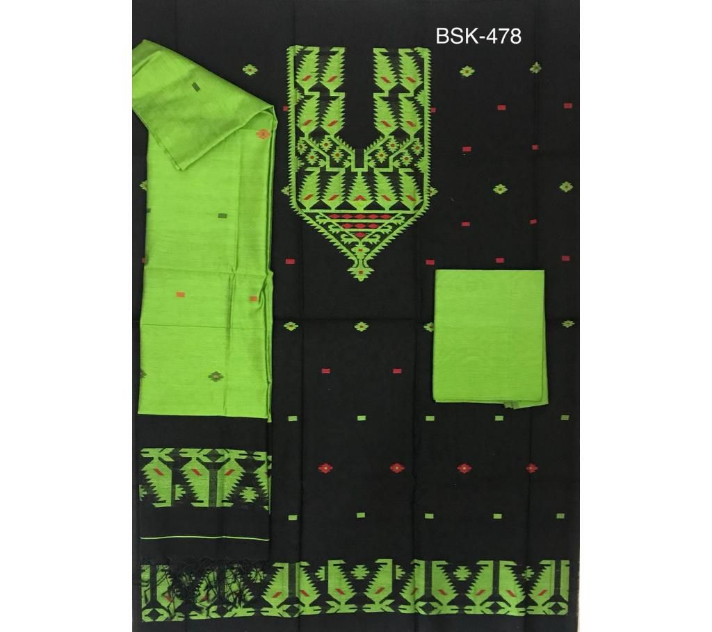Unstitched Half Silk Jamdanee Three Piece