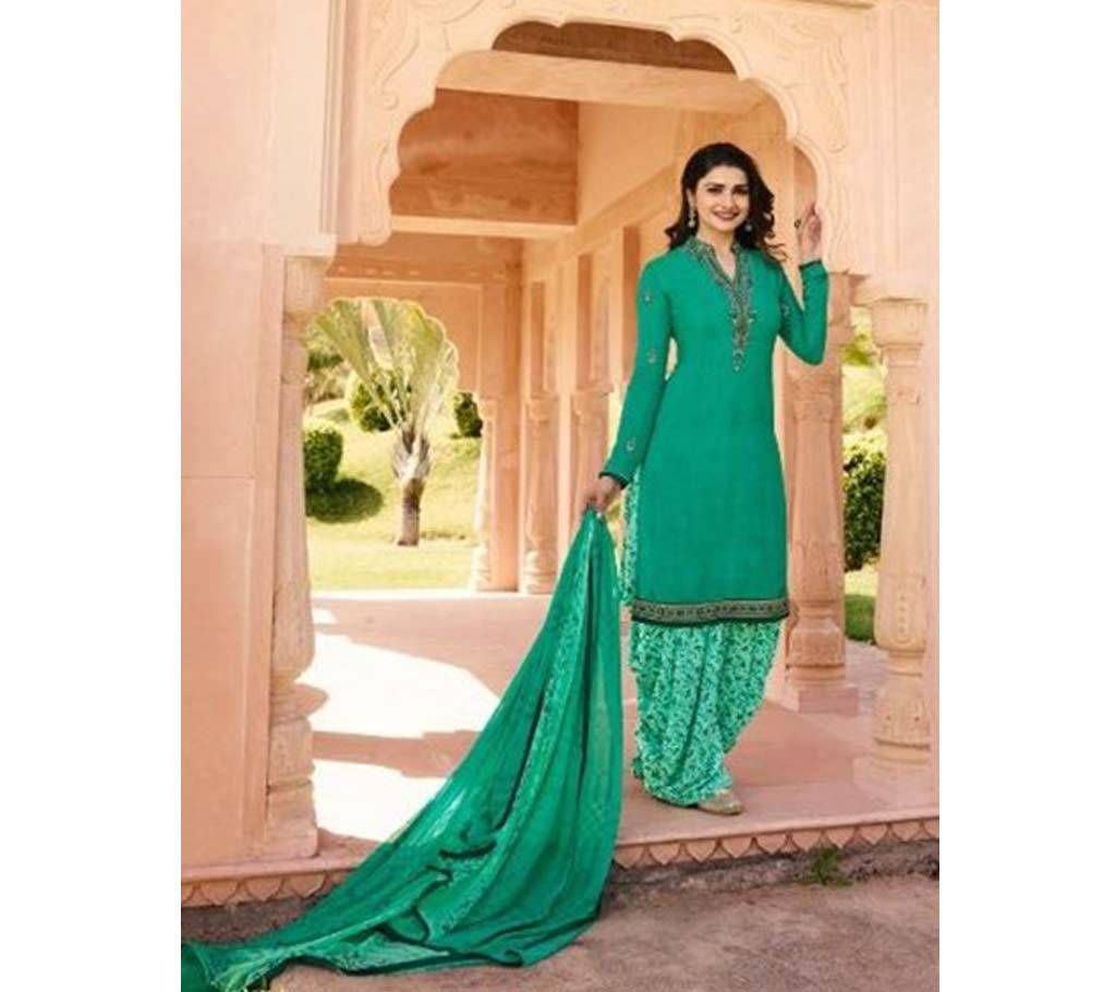 VINAY SILKINA ROYAL CREPE 16 PATIALA STYLE SALWAR KAMEEZ ( Tiffany Blue ) - Copy