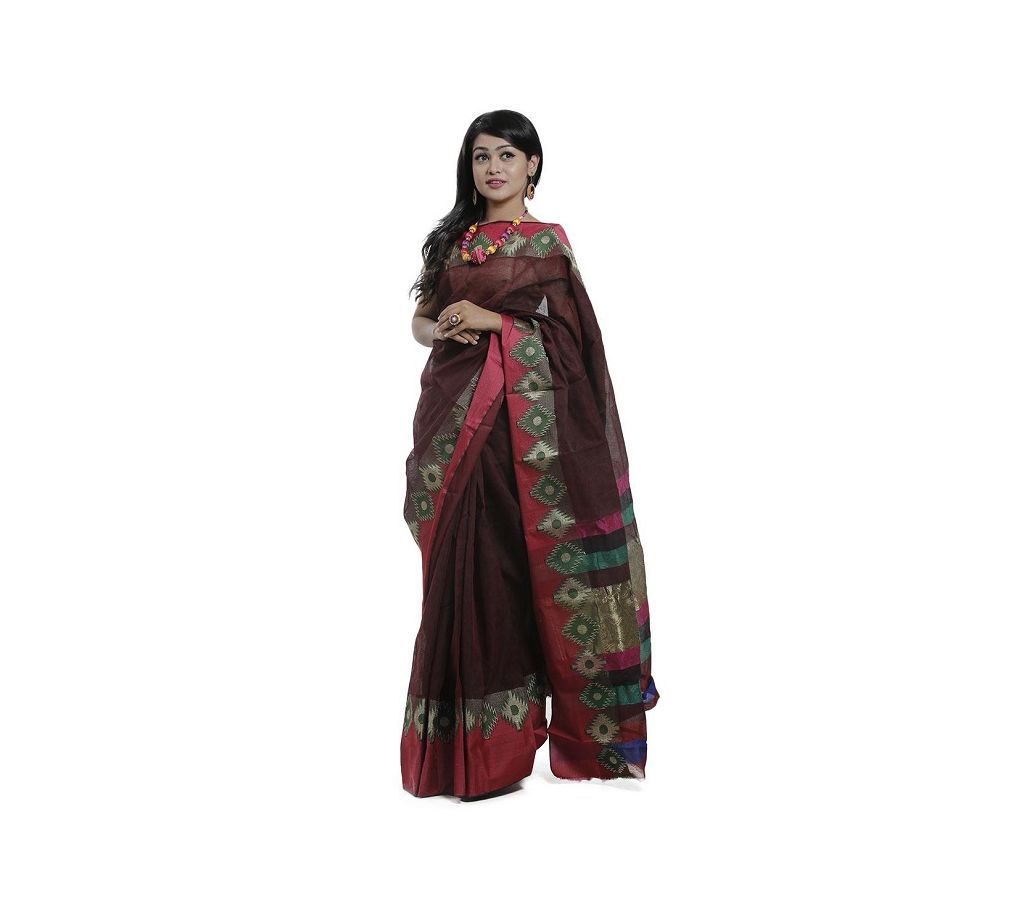 Deep Megenta Color Cotton Tangail Saree