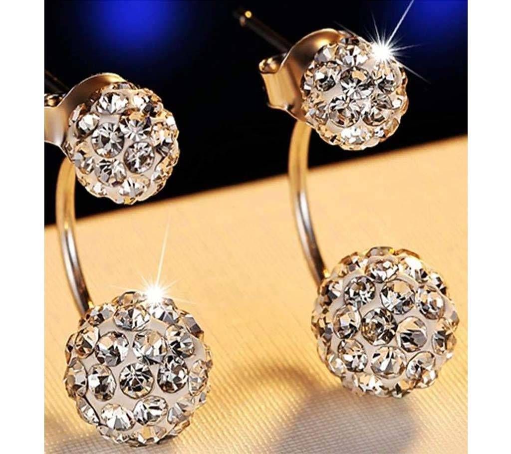 white stone stud earring